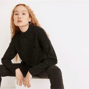 Madewell Donegal Redmond Mockneck Pocket Sweater Wool Blend Charcoal XS